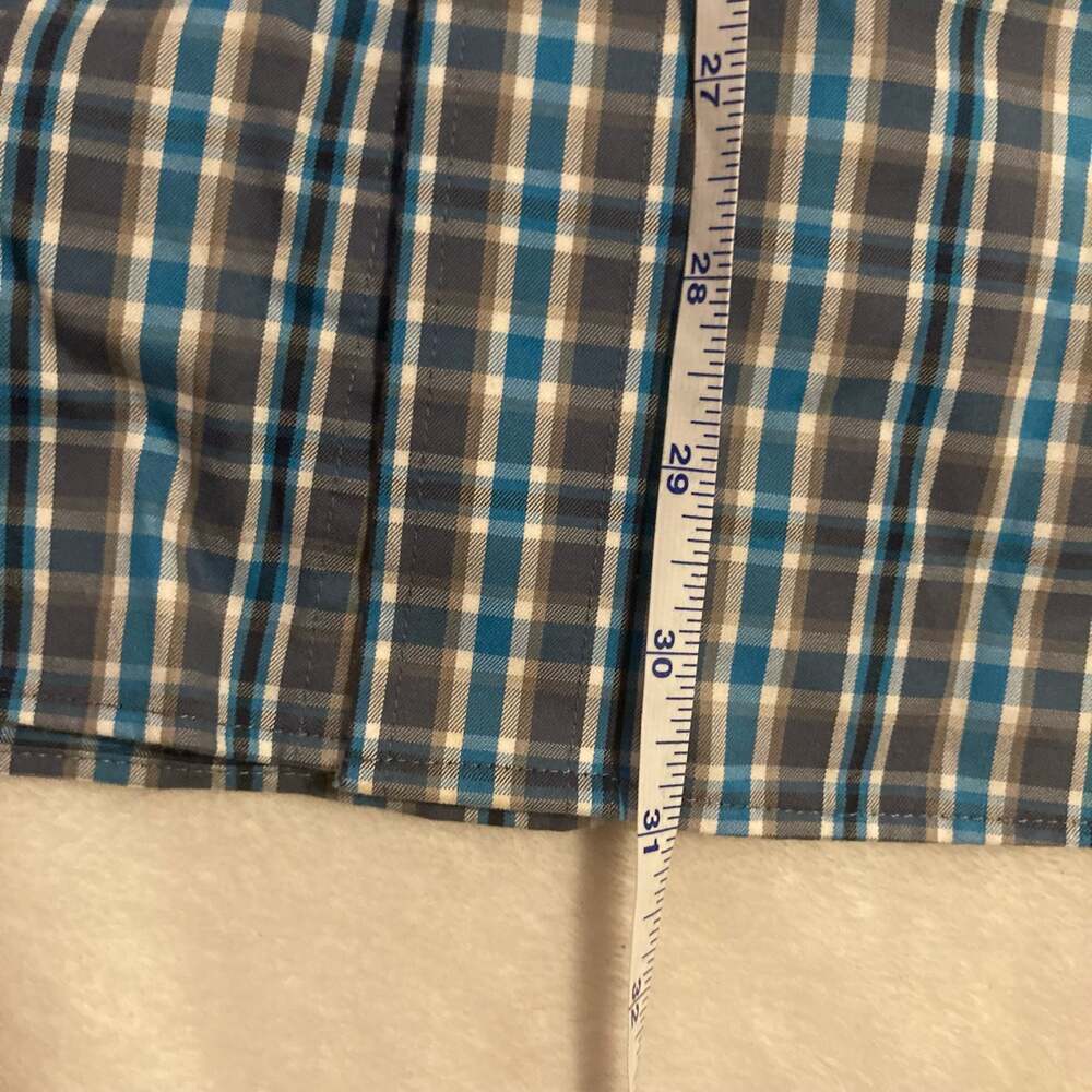 Duluth Trading Co. Wrinkle Fighter Men's Medium Blue Plaid‎ Button Down Shirt - Picture 6 of 9